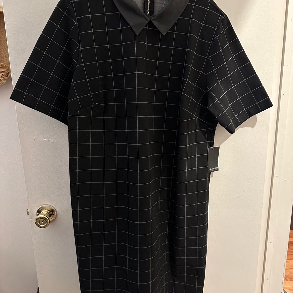 Elegant Black Grid Pattern Dress
